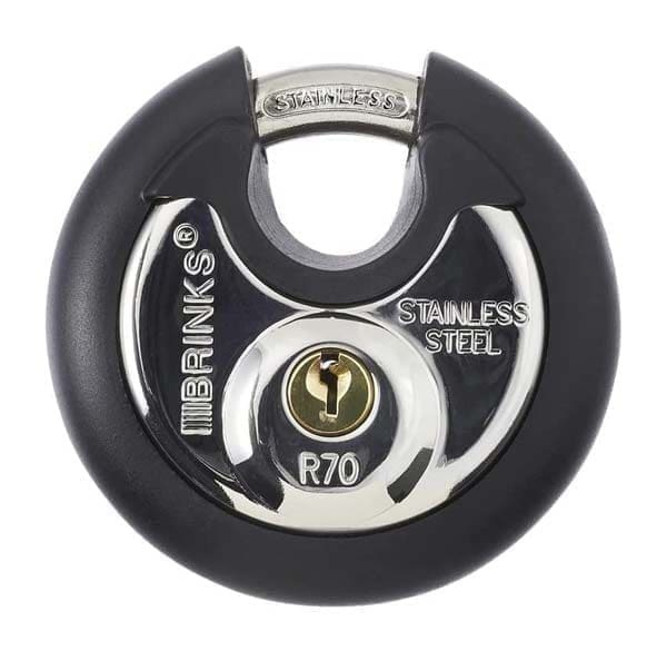 Disc shackle lock for shipping container doors