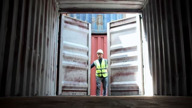 Shipping container door seal showing condition of rubber gasket and weathering