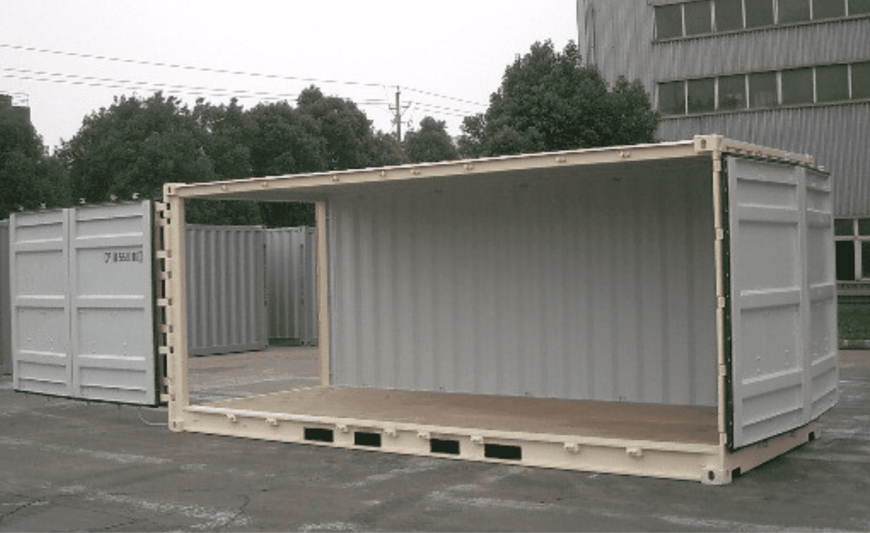 20 ft open sided new full door shipping container beige