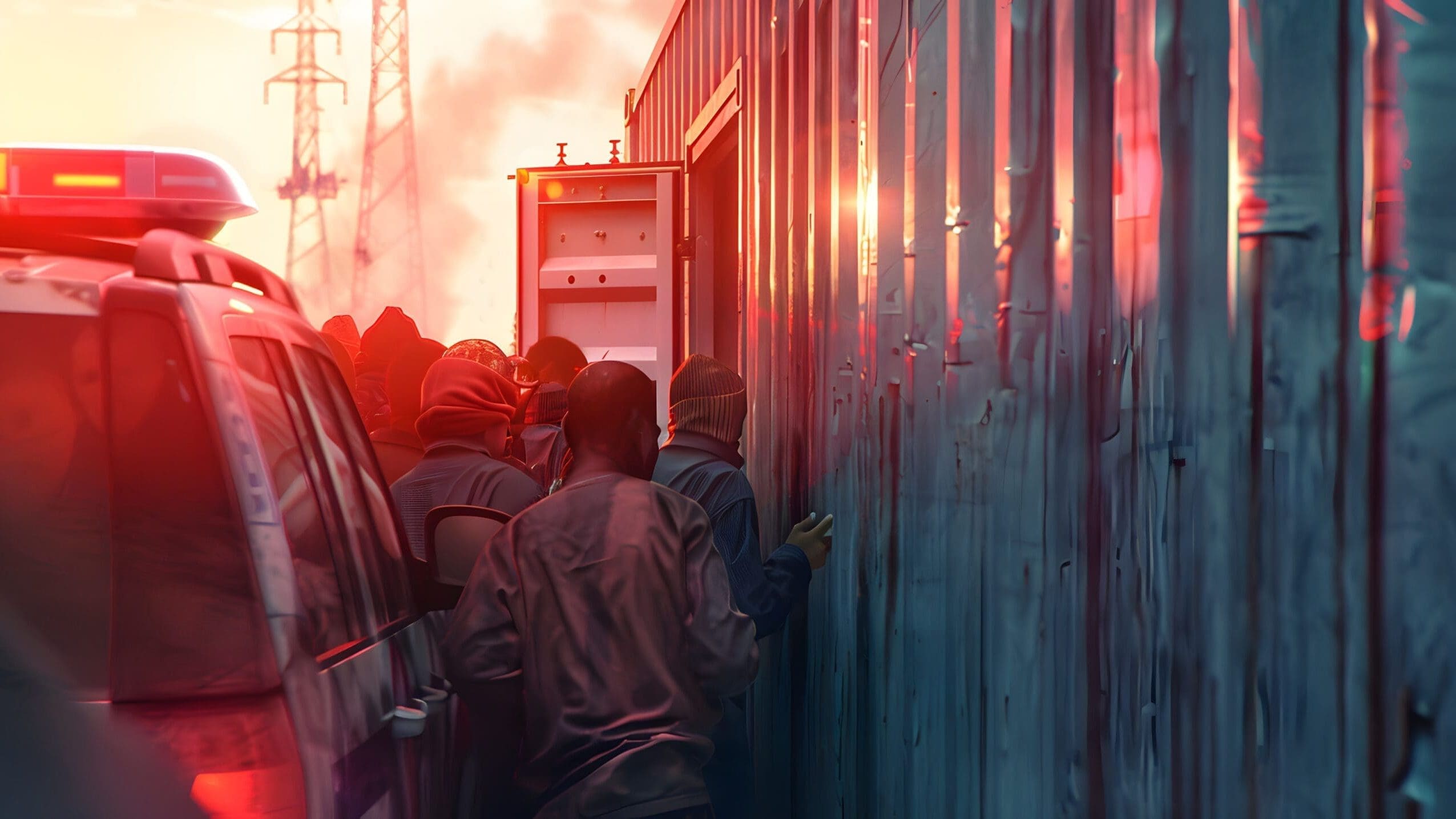 Shipping container used as a Construction site break room