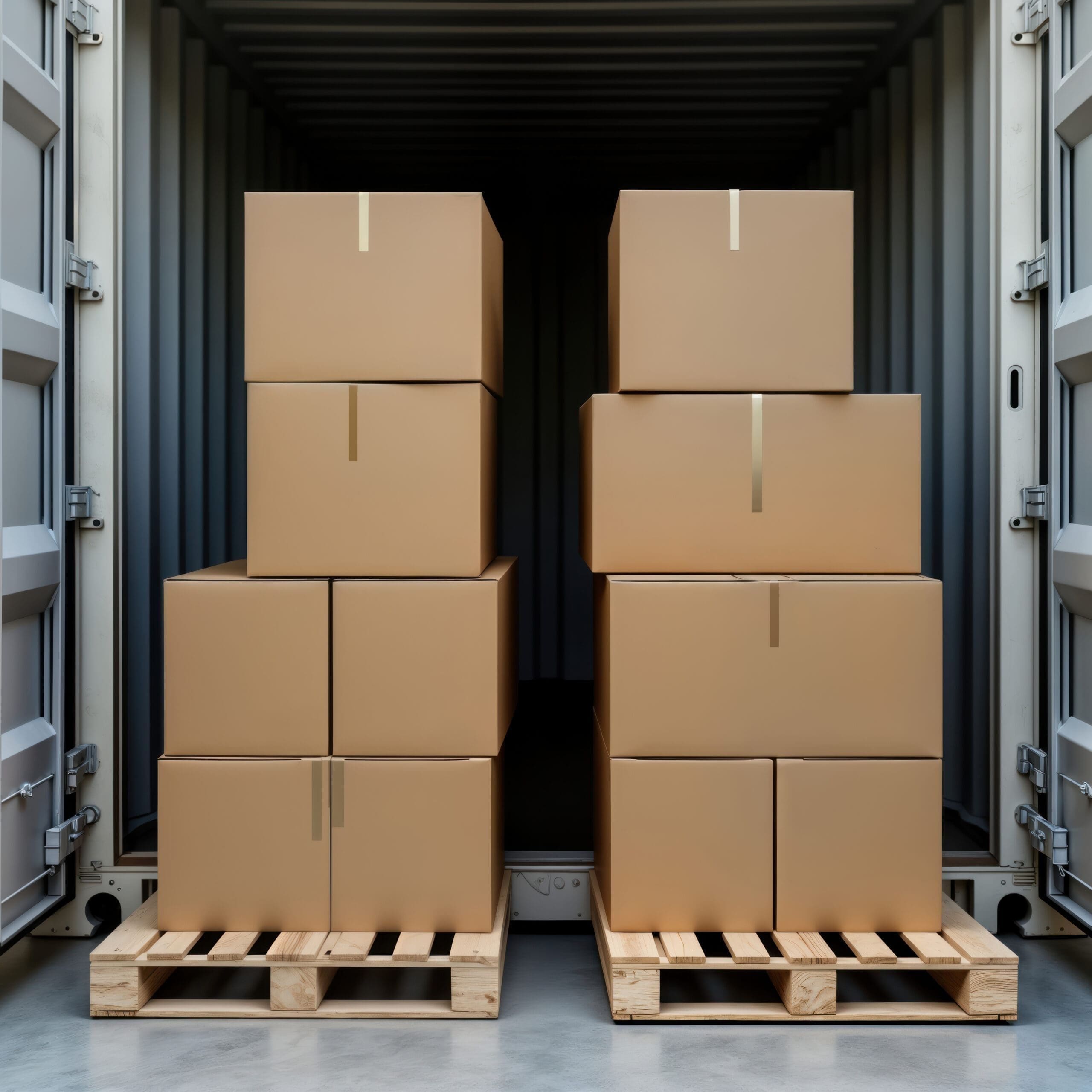 40 ft. shipping container New/one trip with cargo on pallets inside