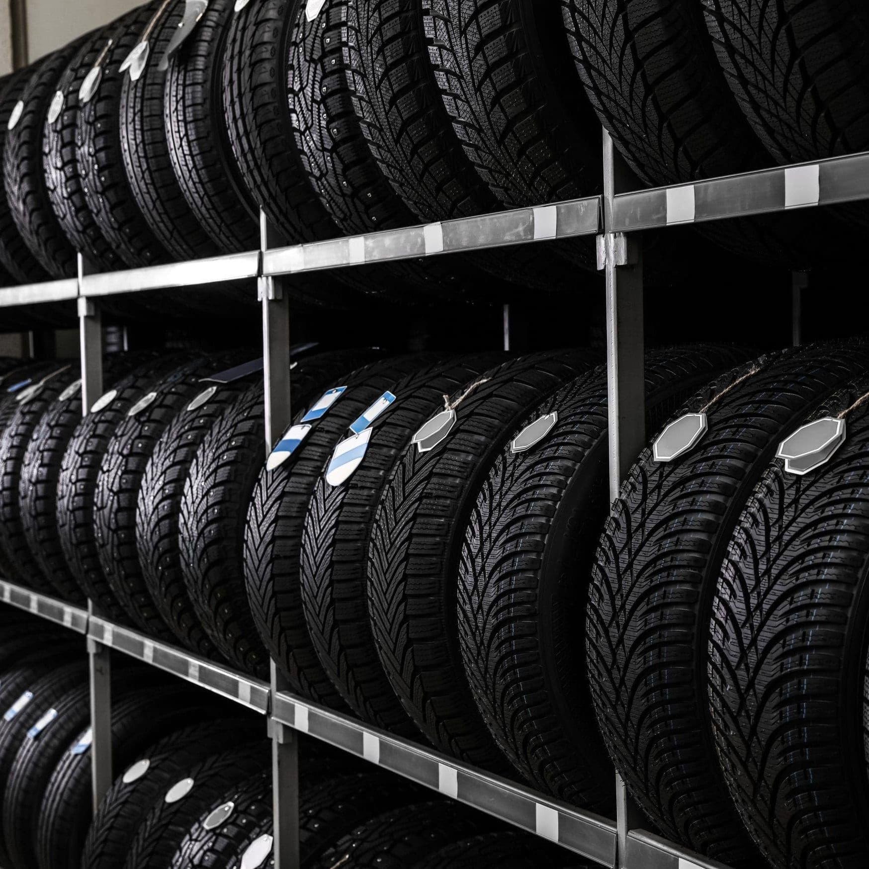 car tire storage in a shipping container for dealerships