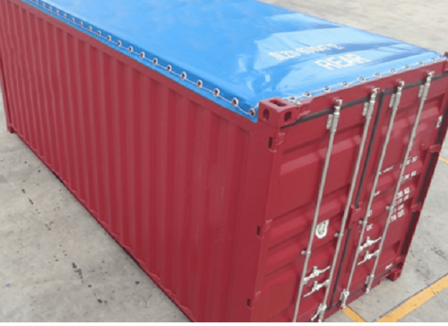 20ft Standard Open Top Shipping Container red with blue top