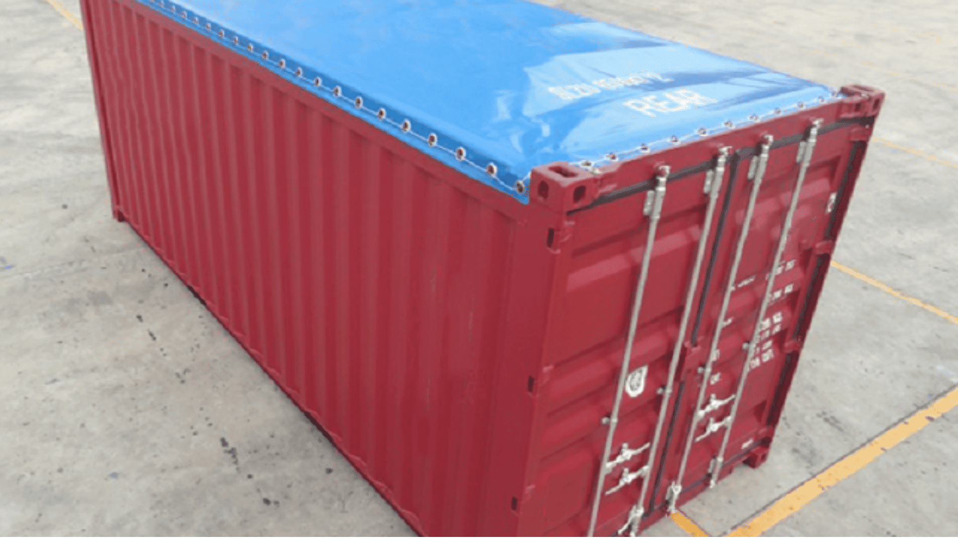 20ft Standard Open Top Shipping Container red with blue top