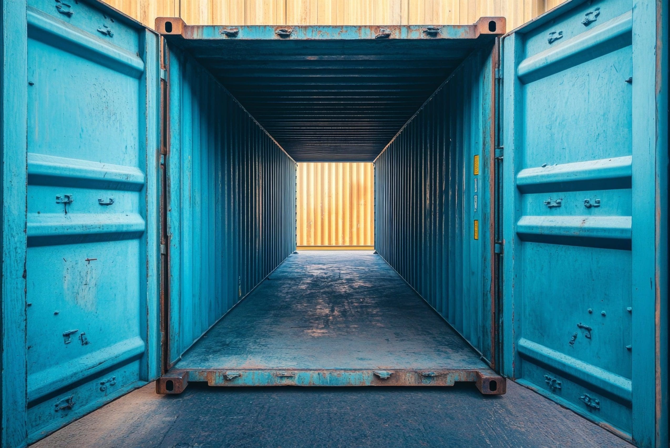 Azure Shipping Container Interior - Industrial Perspective 20 ft tunnel shipping container