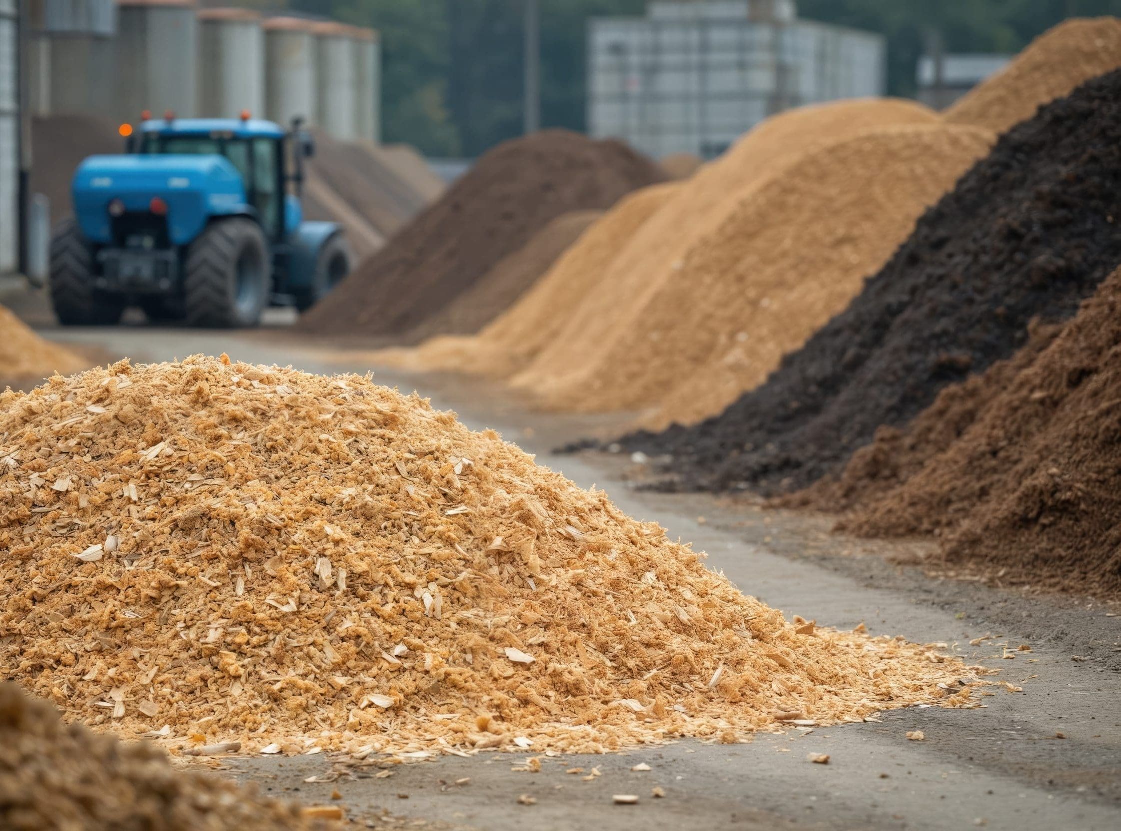 mulch storage in a shipping container