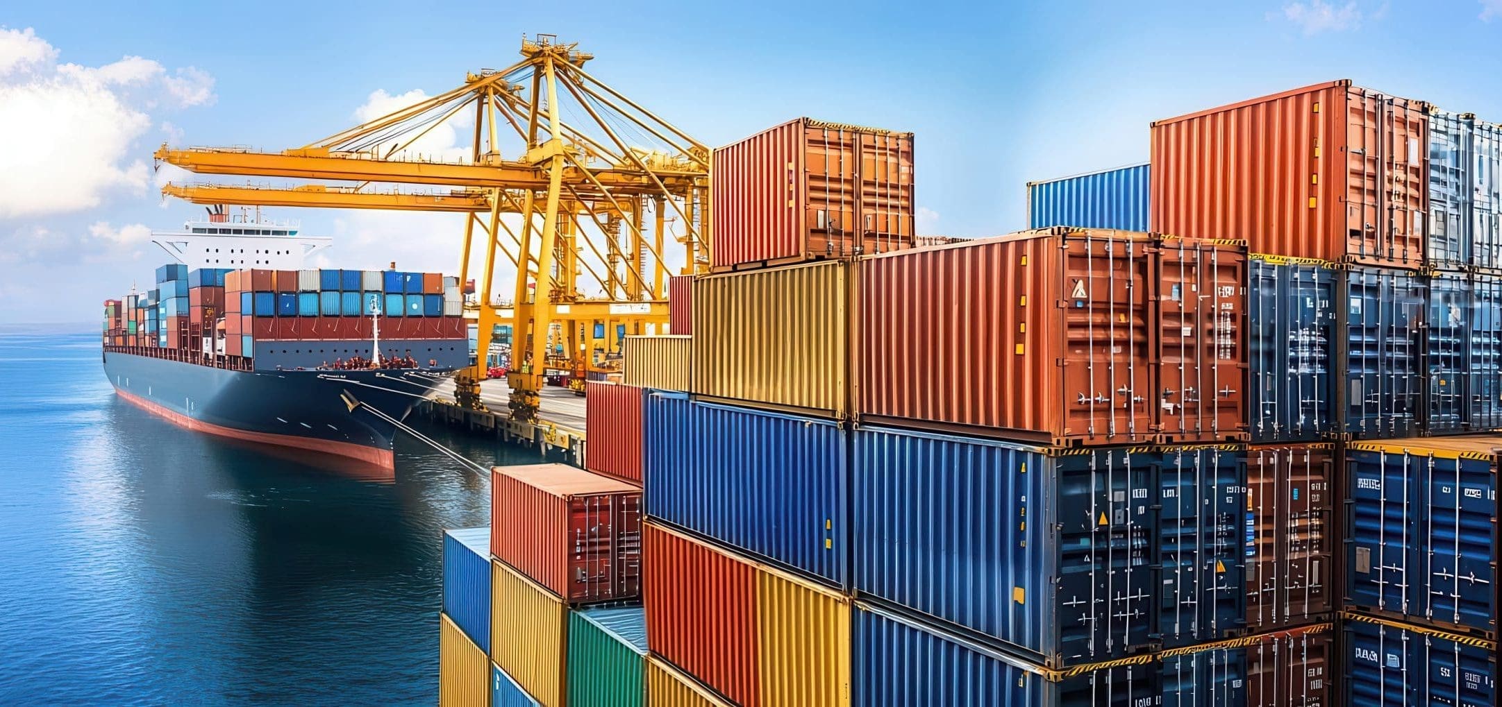 Secure storage for international shipments prior to vessel loading shipping containers