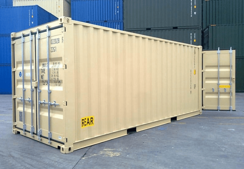 tunnel container with double doors on both ends of the container for easy access